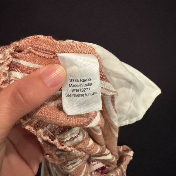 SO High Waist Striped Rose Pink / Tan & White Drawstring Shorts Juniors Size XS - Picture 3 of 8